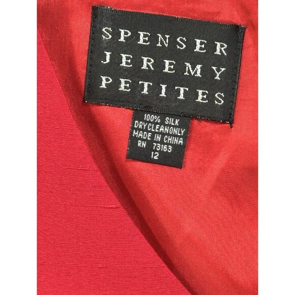 Spenser Jeremy Petites Silk Red Dress Glam Holiday Christmas Party 12 Petite Vtg - Picture 2 of 12